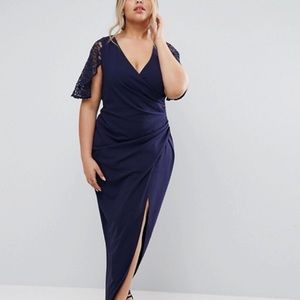 Little Mistress Navy Lace & High Slit Gown